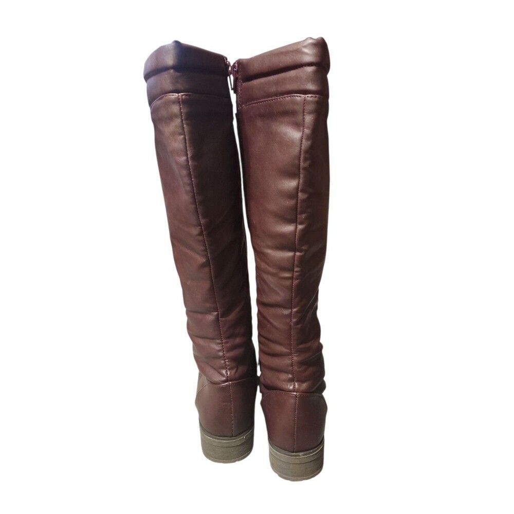 Combat Boots Buckle Casual PU-Leather Riding Fashion Tall Knee High Lace Up - Picture 4 of 7